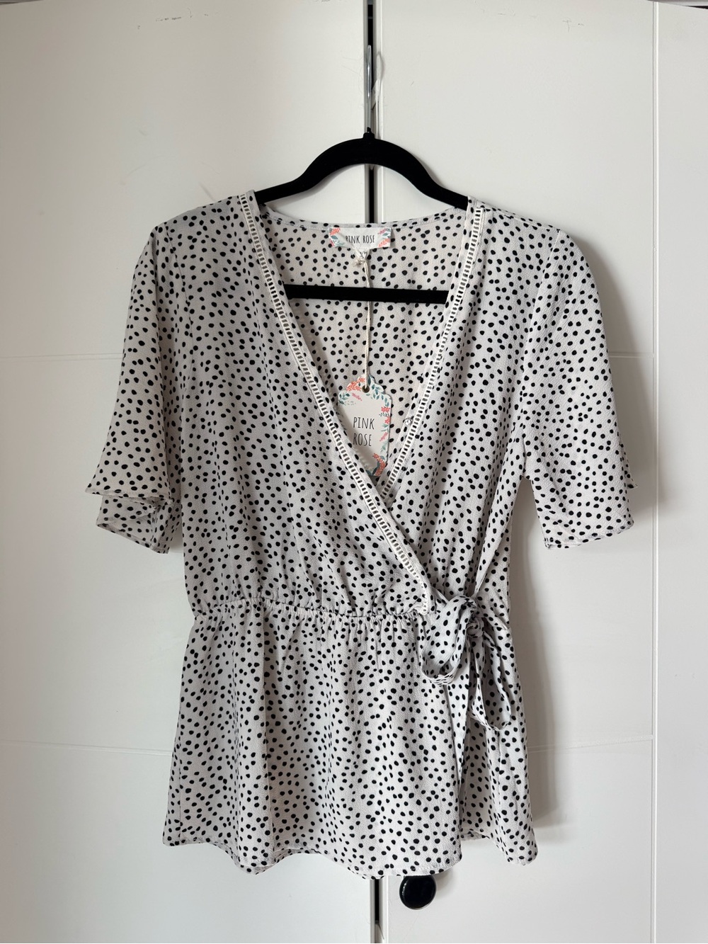 NWT White and Black Polka Dot Blouse